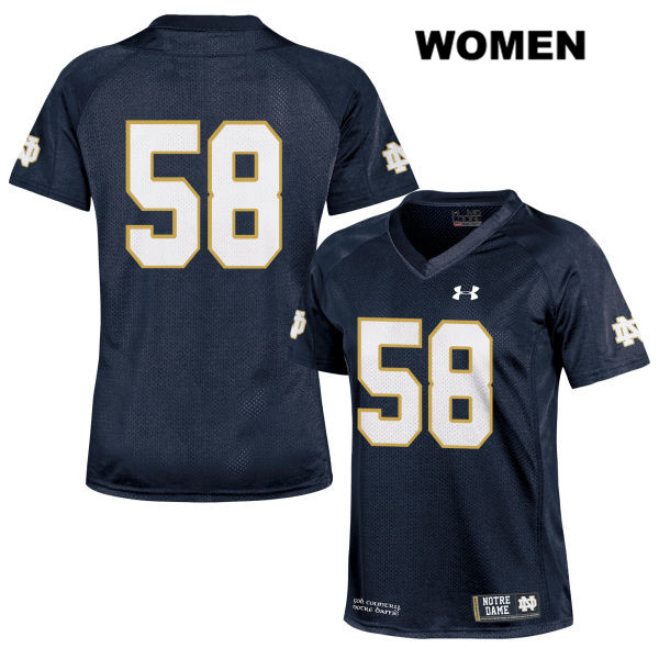 Women's NCAA Notre Dame Fighting Irish #58 Darnell Ewell Stitched College Under Armour Authentic Navy No Name Football Jersey GJ10L58FZ